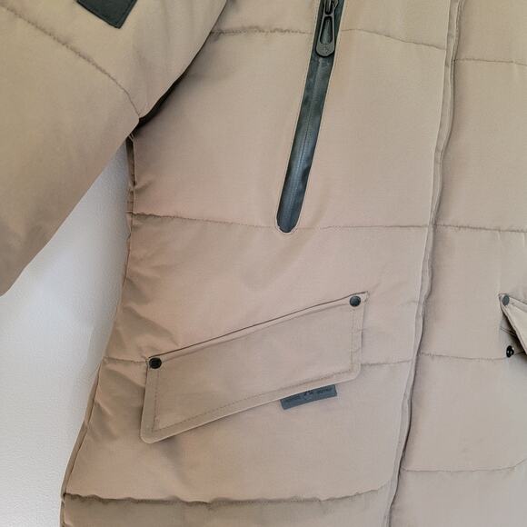 Noize Mid Length Parka Winter Jacket Addie Sz M Khaki Neutral Minimalist Warm - Picture 4 of 15